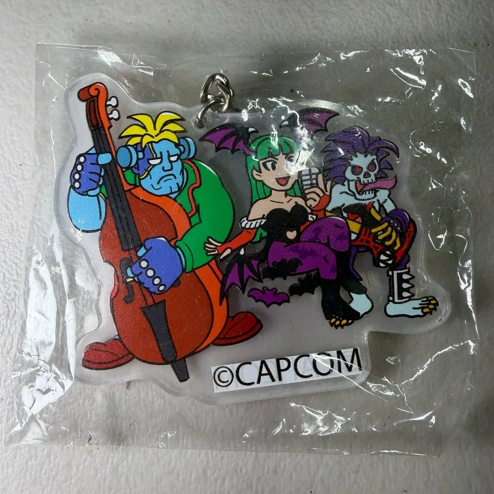 Capcom Darkstalkers Acrylic Keychain Morrigan Victor Lord Raptor Band Anime Art